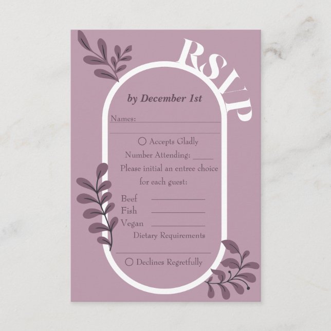 Cartão De Informações Placa RSVP de Casamento Simples Rosa Rococo (Frente)
