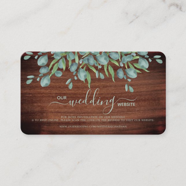 Cartão De Informações Placa RSVP de Código QR de Código de Casamento Euc (Frente)