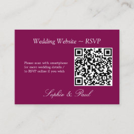 Cartão De Informações Placa RSVP de Código QR de Mulberry Elegante