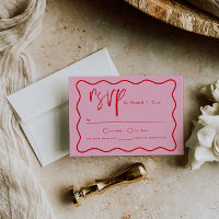 Placa RSVP De Quadro Cor-De-Rosa Moderno E Vermelh