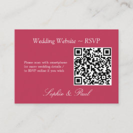 Cartão De Informações Placa RSVP do Site de Código QR do Elegante Carmin