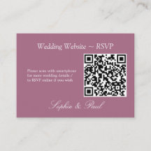 Placa RSVP do Site de Código QR Mauve Elegante