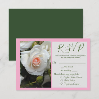 Cartão De Informações Placa RSVP Rosa Branca