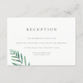 Cartão De Informações Placa simples de Recepção de casamento verde