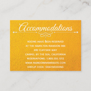 Cartão De Informações Placas de Acomodação de Hotel com Textura Amarel