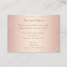 Cartão De Informações Placas de Alojamento do Casamento vintage de Blush