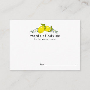 Cartão De Informações Placas de Conselhos de Chá de fraldas Floral Lemon