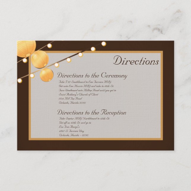 Cartão De Informações Placas de direção 3x5 Lanternas de papel em chinee (Frente)