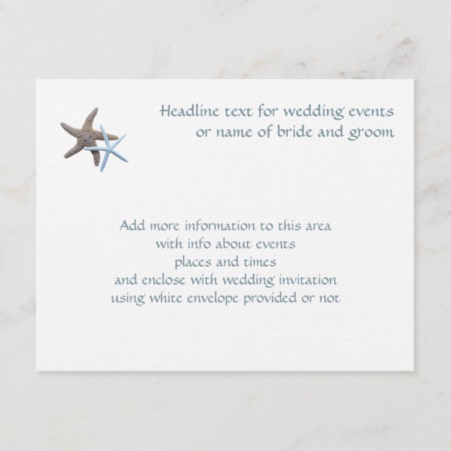 Cartão De Informações Placas de Evento de Casal Starfish (Frente)