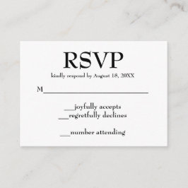 Cartão De Informações Placas de gabinete de casamento RSVP simples