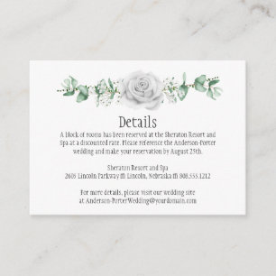 Cartão De Informações Placas de gabinete de detalhes sobre roscas branca