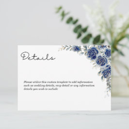 Cartão De Informações Placas de Invólucro Floral Azul Elegante