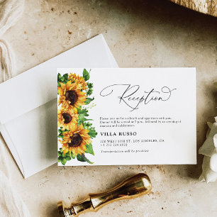 Cartão De Informações Placas de Recepção de casamento de girassol