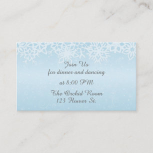 Cartão De Informações Placas de recepção em flocos de neve de inverno