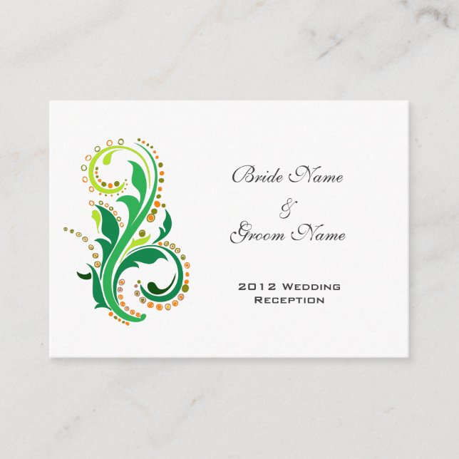 Cartão De Informações Placas detalhadas de recepção de casamento. (Frente)