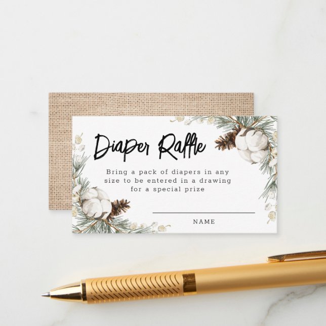 Cartão De Informações Placas Raffle com Fralda Pinecone Spruce (Frente/Verso In Situ)