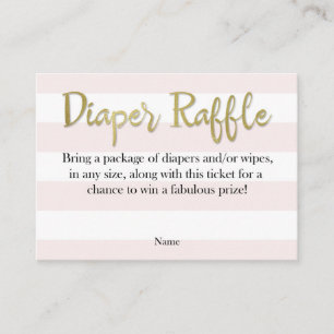 Cartão De Informações Placas Raffle, cor-de-rosa e Fralda Dourada