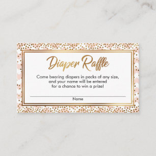 Cartão De Informações Placas Raffle Fralda Confetti Cevron Blush & White