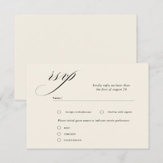 Cartão De Informações Placas RSVP de Casamento de Caligrafia Romântica