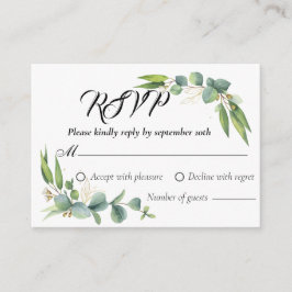 Cartão De Informações Placas RSVP de Resposta de Casamento Verde Botânic