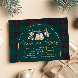 Cartão De Informações Plaid Teddy Bear Baby Shower bookbook for baby