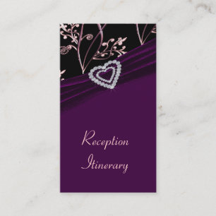 Cartão De Informações Plum Elegance Heart Floral Swirls