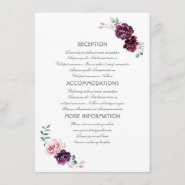 Cartão De Informações Plum Purple Flowers Informações de Casamento Cartã