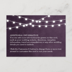 Cartão De Informações Plum String Lights Wedding Insert Card