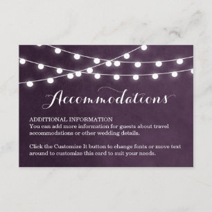 Cartão De Informações Plum String Lights Wedding Insert Card