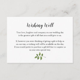 Cartão De Informações Poço de Desejos de Aquarela Verde Folhas Verdes