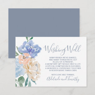 Cartão De Informações Poço de Desejos de Casamento de Florais Azul Empoe