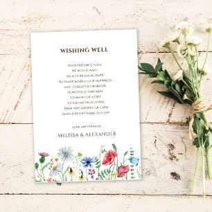 Cartão De Informações Poço de Desejos de Casamento de Flores Silvestres