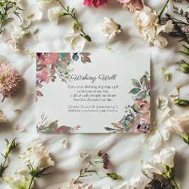 Cartão De Informações Poço de Desejos de Casamento Floral Aquarela de Ou