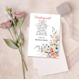 Cartão De Informações Poço de Desejos de Casamento Floral Elegante