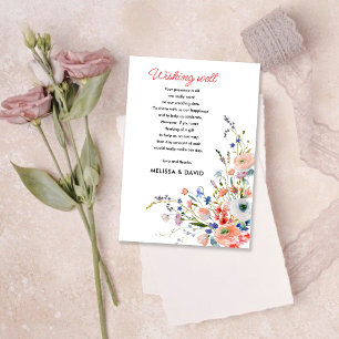 Cartão De Informações Poço de Desejos de Casamento Floral Elegante