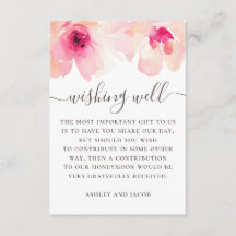 Poço de desejos de casamento floral rosa aquarela