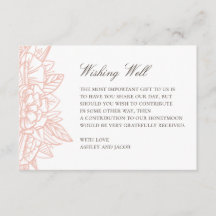 Poço de desejos de casamento floral simples rosa e