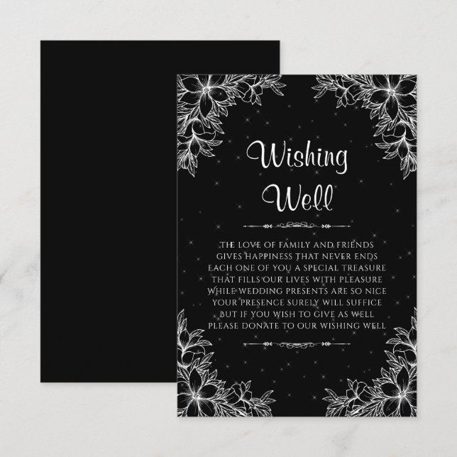 Cartão De Informações Poço de Desejos de Casamento Ornado Branco (Frente/Verso)