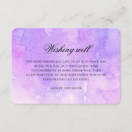 Cartão De Informações Poço de desejos de casamento roxo. Aquarela lavand