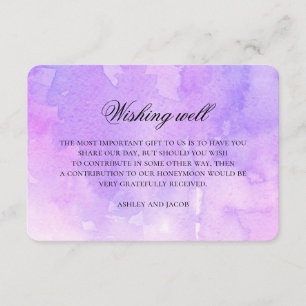 Cartão De Informações Poço de desejos de casamento roxo. Aquarela lavand