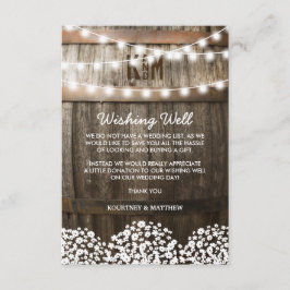 Cartão De Informações Poço de Desejos de Casamento Rustico Country Baby'