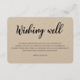 Cartão De Informações Poço de desejos de casamento rústico. Inserto kraf
