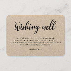 Cartão De Informações Poço de desejos de casamento rústico. Inserto kraf