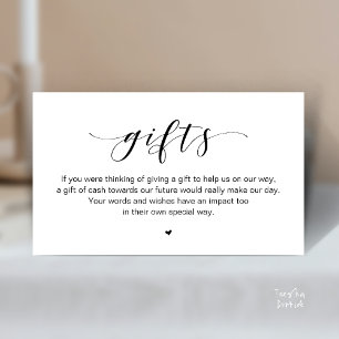 Cartão De Informações Poço de Desejos de Casamento, Uma Nota Sobre Prese