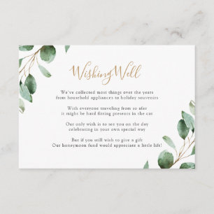Cartão De Informações Poço de Desejos de Greenery Elegante Eucalipto