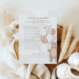 Cartão De Informações Podemos Esperar.   Mamãe rosa ou jogo de Pai