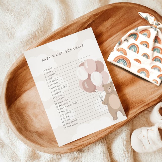 Cartão De Informações Podemos Esperar. | Pink Baby Word Scramble (Criador carregado)