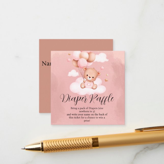 Cartão De Informações Podemos Mal Esperar Sorteio de Fraldas Menina  (Frente/Verso In Situ)