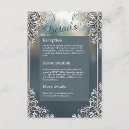 Cartão De Informações poeira azul deco ornamentado quadro