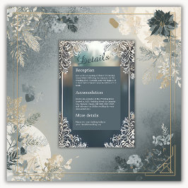 Cartão De Informações poeira azul deco ornamentado quadro